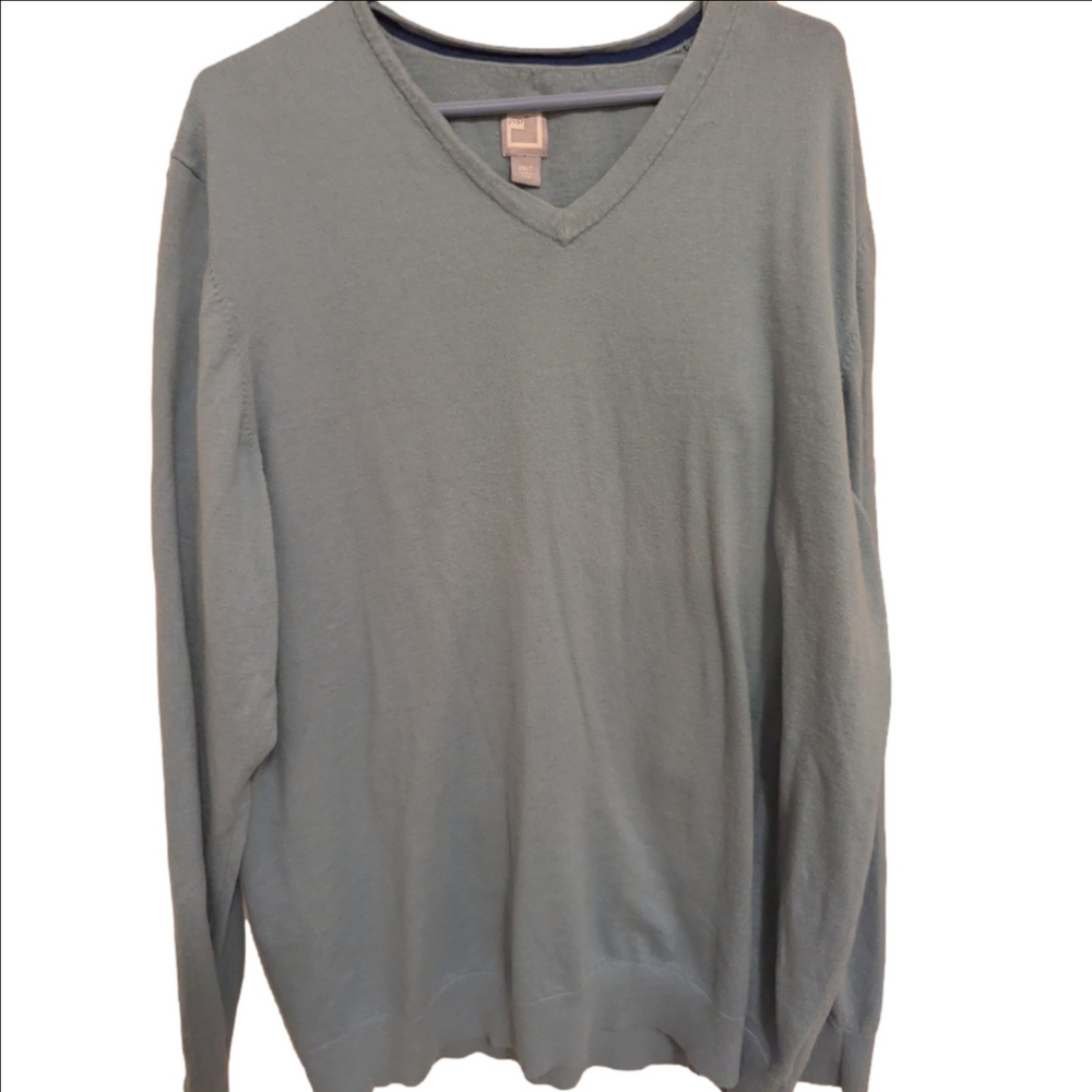 💙 Cotton Cashmere 2XLT Sweater Unisex V Neck Vintage Pullover
